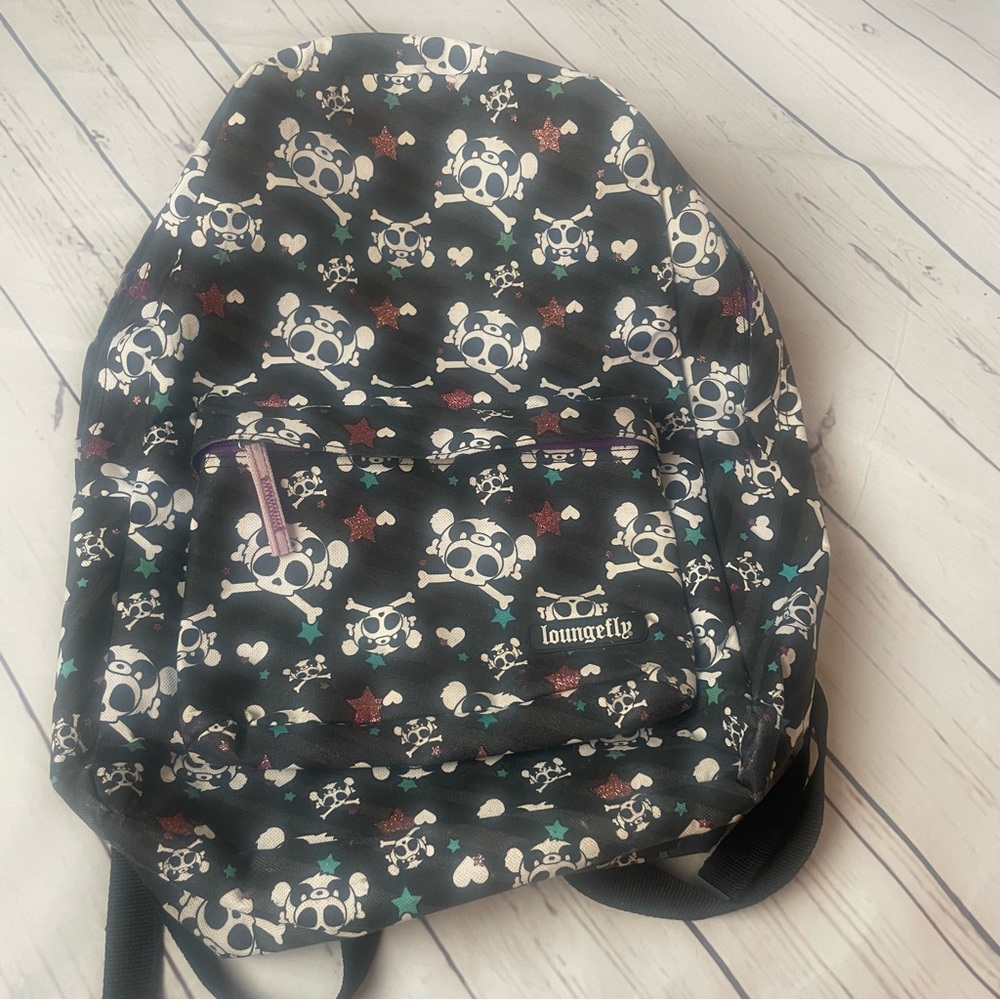 Loungefly Emu Panda Skull Backpack Black White Print Canvas
